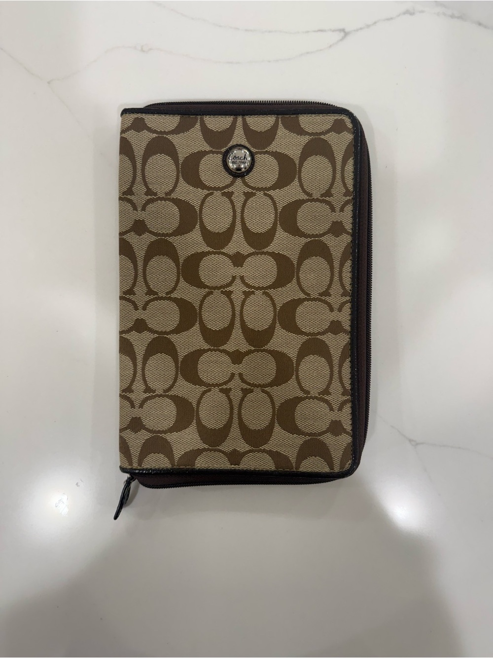 Coach Signature Canvas Tablet Case / E-Reader Sleeve - Khaki/Brown
